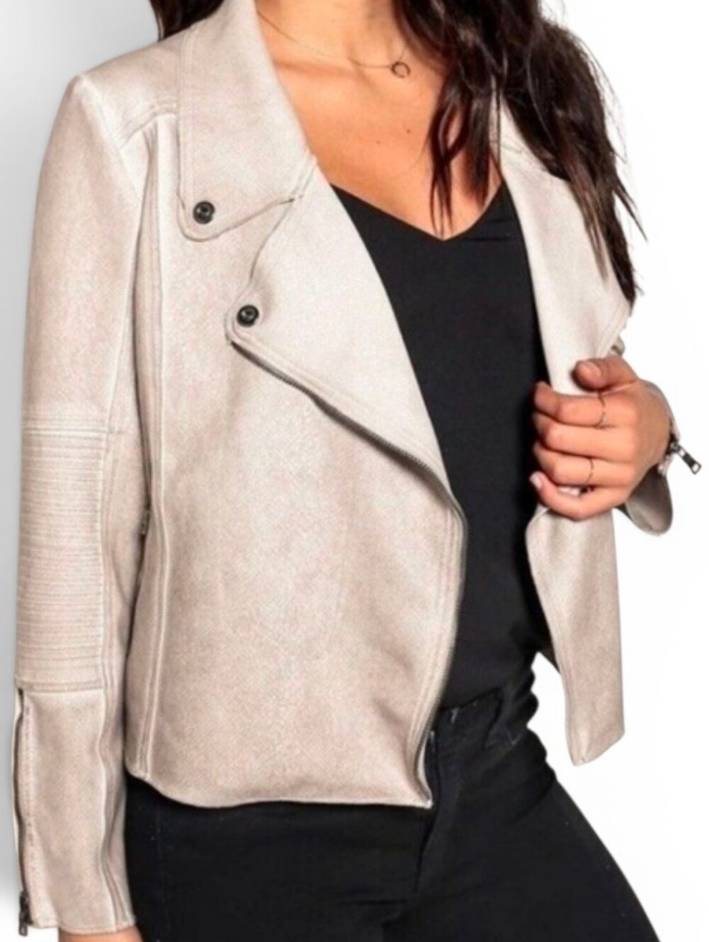 MARRAKECH X ANTHROPOLOGIE Marni Scuba Faux Suede Moto Jacket - Small